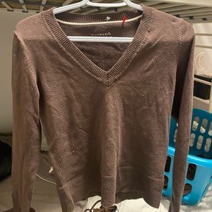 plain brown v neck sweater